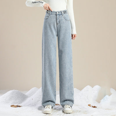 Jeans Casual de Cintura Alta Plus Size con Forro de Velvet - Image 11