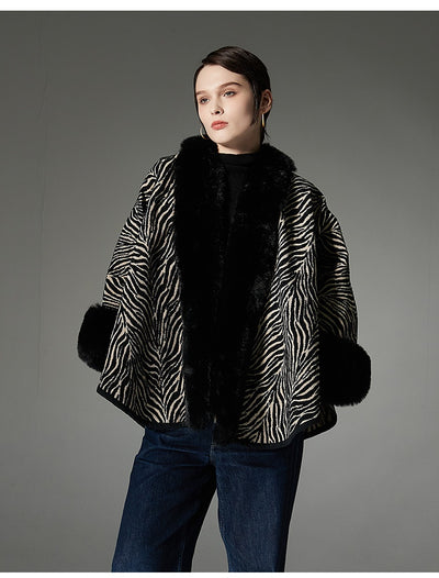 Chal con Cuello de Pelaje Estampado Otoño Invierno - Image 23
