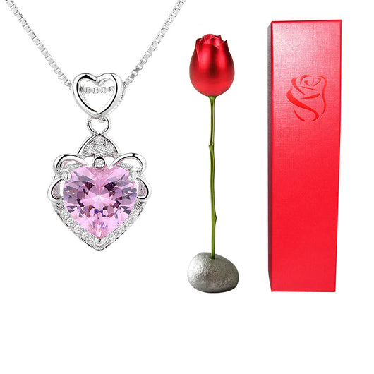 Collar Corazón de Cristal Bicolor con Rosa - Regalo Romántico para Ella - Image 22