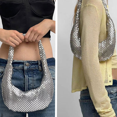 Bolsa Plateada con Lentejuelas - Estilo Casual Axilar - Image 9
