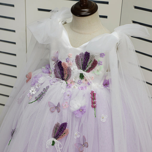 Vestido de Princesa Infantil con Lazo Decorativo