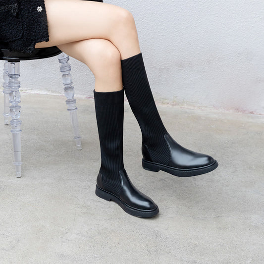 Botas de Punto Elástico para Mujer - Estilo Influencer Versátil