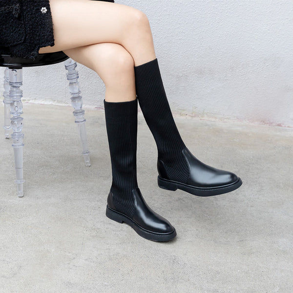 Botas de Punto Elástico para Mujer - Estilo Influencer Versátil
