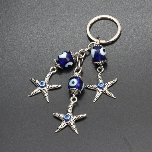Llavero Estrella de Mar Ojo Turco Azul