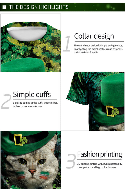 Playera Estampada St. Patrick's Day Verde Neon Pareja - Impresión 3D Fiesta Callejera - Image 7