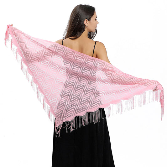 Vestido de Noche con Capa de Encaje y Escote Triangular
