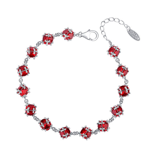 Pulsera de Plata S925 con Bola de Circón Rojo Esmaltado - Amuleto de la Suerte para Mujer - Image 5