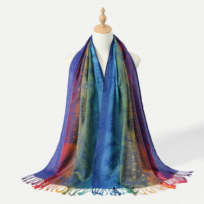 Rebozo Étnico Degradado con Bordado Colorido y Borlas de Cachemira - Image 6
