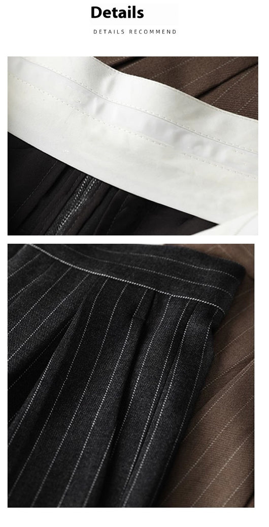 Pantalones de Traje a Rayas Coordinables para Mujer - Otoño e Invierno - Image 11
