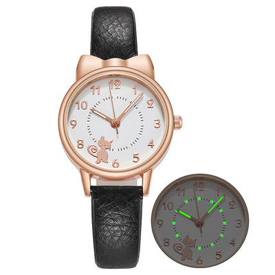Reloj de Gato Kawaii Luminoso para Estudiantes - Diseño Viral con Correa de Malla - Image 8