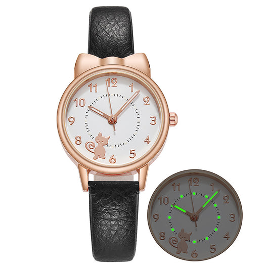 Reloj de Gato Kawaii Luminoso para Estudiantes - Diseño Viral con Correa de Malla - Image 8