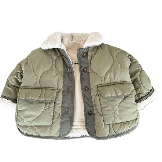 Abrigo Acolchado de Moda Coreana con Cuello de Piel de Cordero - Image 5
