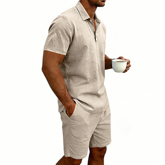 Conjunto de Shorts y Camiseta de Lino para Hombre - Ajuste Relajado - Image 16