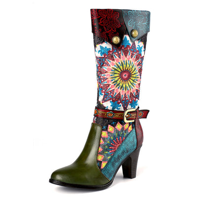 Botas Cortas de Terciopelo Retro con Tacón Alto para Mujer - Image 5