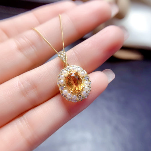 Conjunto de Joyería Citrina Natural en Plata S925 para Mujer - Image 9