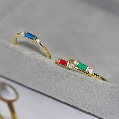 Anillo de Compromiso Geométrico con Circonia Cúbica Chapado en Oro 14K - Image 4