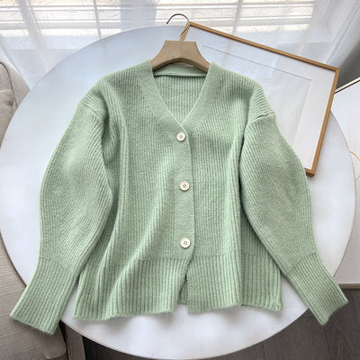 Cardigan Suelto de Cuello Redondo Liso - Suéter Versátil para Mujer - Image 9