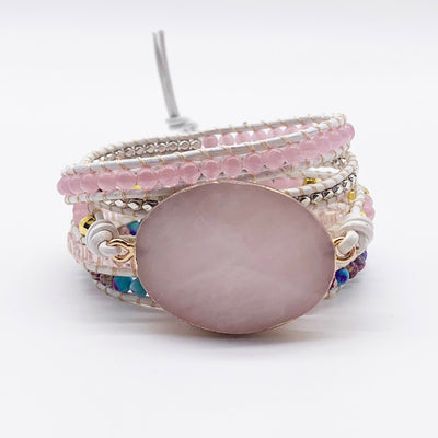 Pulsera Boho Tejida de Cuarzo Multicapas Artesanal - Image 4