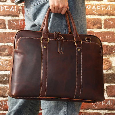 Bolso Mensajero de Cuero Genuino para Hombre - Maletín Ejecutivo Premium