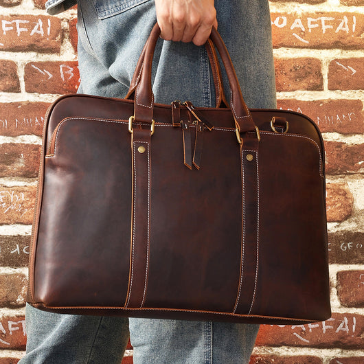Bolso Mensajero de Cuero Genuino para Hombre - Maletín Ejecutivo Premium