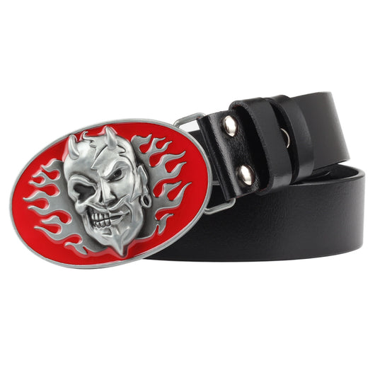Cinturón de Cuero Retro con Hebilla Calavera - Estilo Vintage Ghost - Image 2