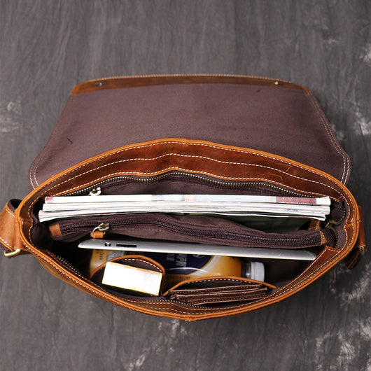 Bolsa de Cuero Horizontal Retro para Hombre - Estilo A4 - Image 4