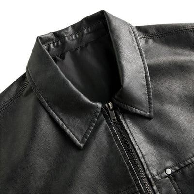 Chaqueta de Cuero Corta Estilo High Street con Mangas Cortas - Image 4