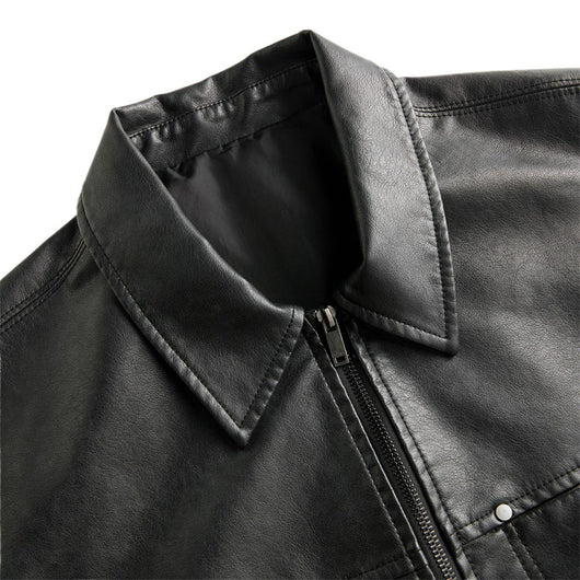 Chaqueta de Cuero Corta Estilo High Street con Mangas Cortas - Image 4
