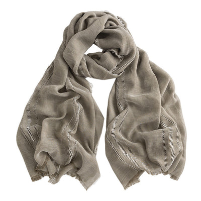 Bufanda de Cachemira Artificial Patrón Espiga Monocromática para Mujer - Image 13