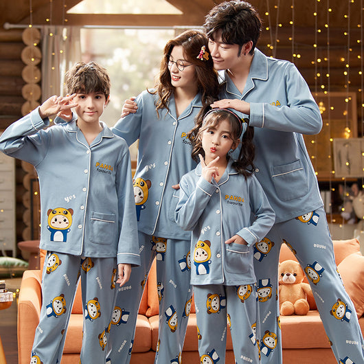 Pijamas Familiares de Algodón - Manga Larga Primavera Otoño - Image 11