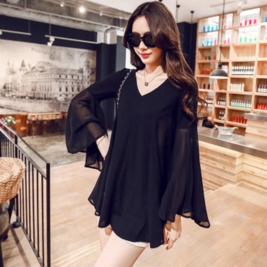 Blusa de Gasa Manga Larga para Mujer