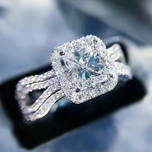 Anillo de Compromiso Deslumbrante con Circonita Diamante Completo para Mujer - Image 3