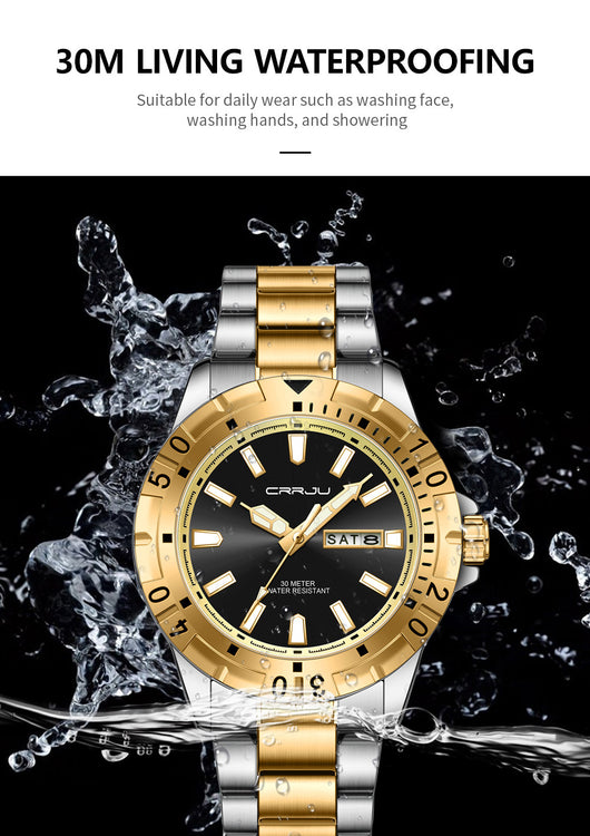 Reloj de Negocios para Hombre con Esfera Grande, Resistente al Agua y Doble Calendario - Image 11