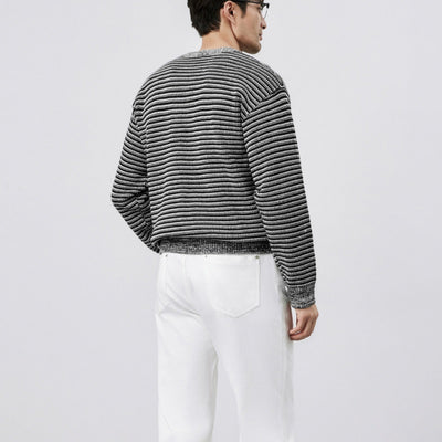 Suéter de Cuello Redondo Tejido a Rayas para Hombre - Abrigo Cálido Invierno - Image 10