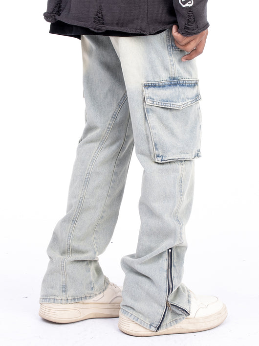 Pantalones Vaqueros Vintage Lavados con Cierre en Bota - Estilo Americano Casual - Image 9