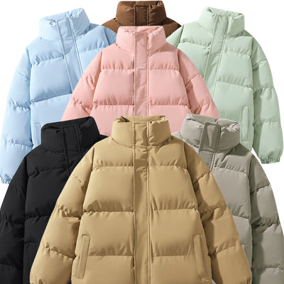 Abrigo Acolchado de Cuello Alto para Parejas - Diseño Minimalista - Image 3