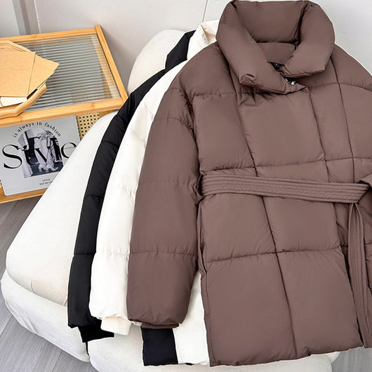 Abrigo a Cuadros con Cinturón - Chaqueta Gruesa Casual para Otoño e Invierno - Image 20