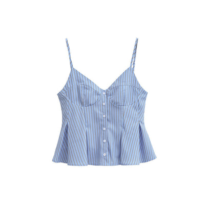Blusa Camiseta sin Mangas con Pliegues en Popelina - Image 3