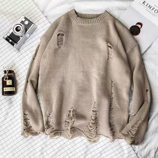 Chaqueta de Pareja Coreana con Detalles Rotos