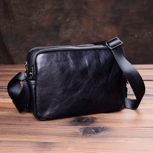 Bolso de Cuero Genuino para Hombre - Bandolera Retro Artesanal