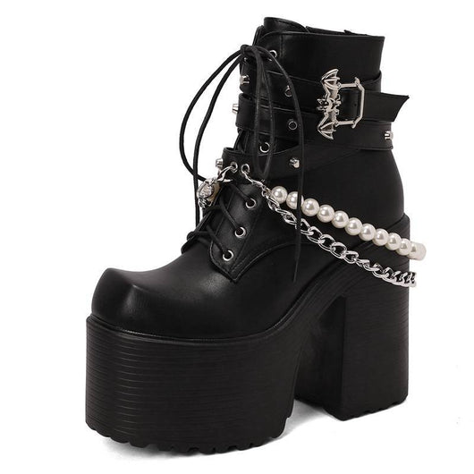 Botas de Cuero para Mujer con Cadena Beaded y Hebilla - Image 10