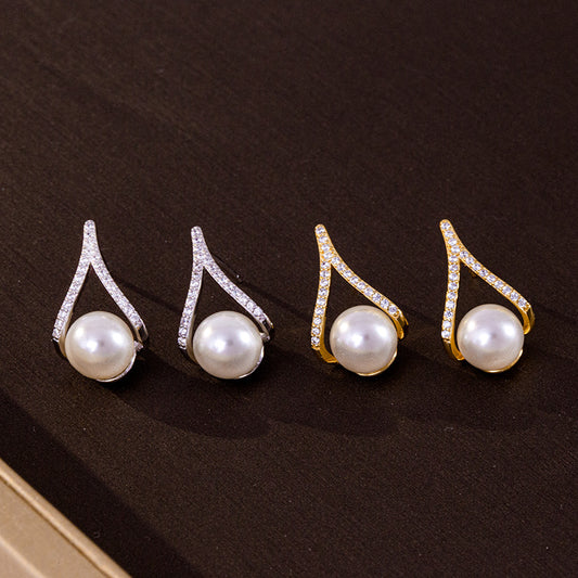 Aretes de Perla Coreanos en Plata S925 - Diseño Minimalista