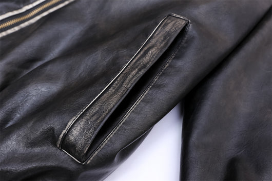Abrigo de Cuero Acolchado con Bordado Floral para Hombre - Image 10