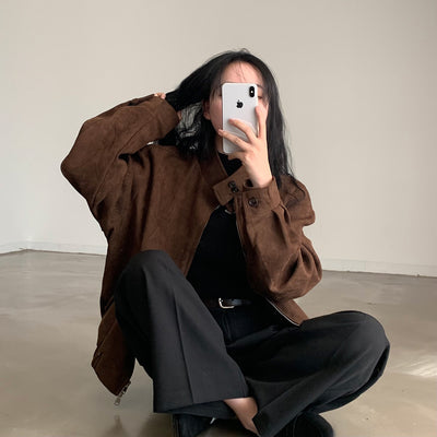 Abrigo Retro de Ante Cálido con Doble Cierre - Perfecto para Otoño Invierno - Image 8