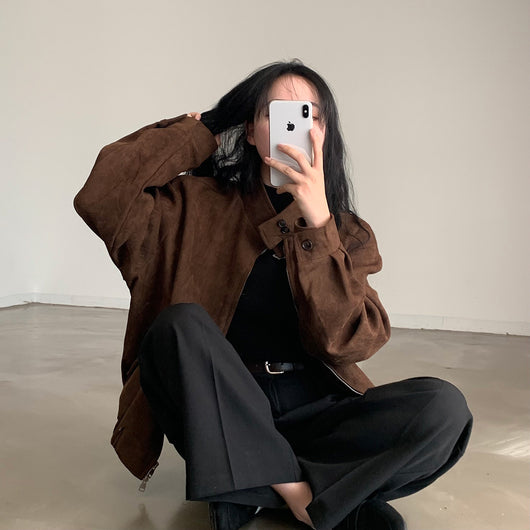 Abrigo Retro de Ante Cálido con Doble Cierre - Perfecto para Otoño Invierno - Image 8