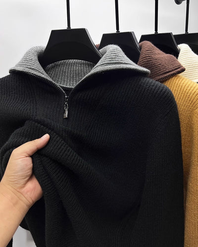 Suéter Abrigo Hombre Invierno Cuello Solapa Alto - Image 7