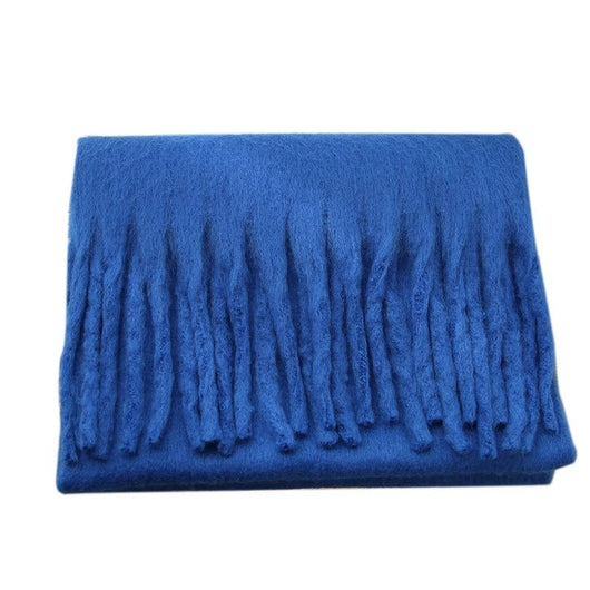 Chal de Trenza Gruesa con Borlas en Colores Sólidos - Image 5