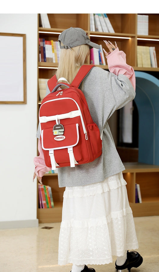Mochila Escolar Niña Estilo Preppy Multicolor Ligera Doble Compartimento - Image 21