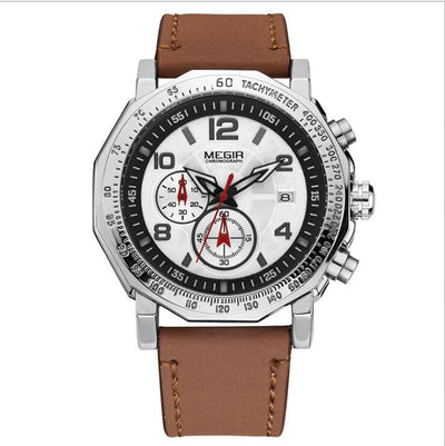 Reloj Deportivo Cronógrafo de Cuero para Hombre - Resistente al Agua - Image 9