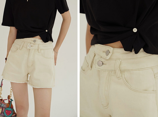Shorts de Mezclilla Beige con Flecos Versátiles para Mujer - Image 12